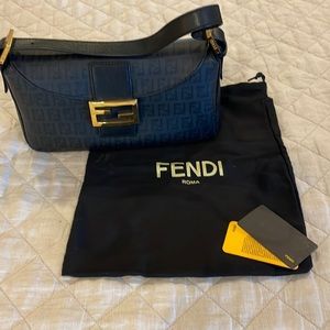 Fendi Small Mama Black Canvas Satchel